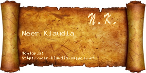 Neer Klaudia névjegykártya
